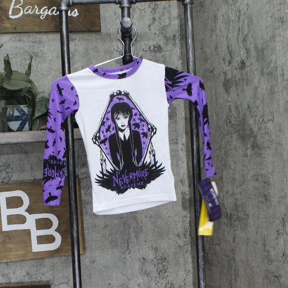 NWT Wednesday Girls Adams Family 2-pc Tight Fit Pajama Set 90311228 Purple 4 - Picture 3 of 9